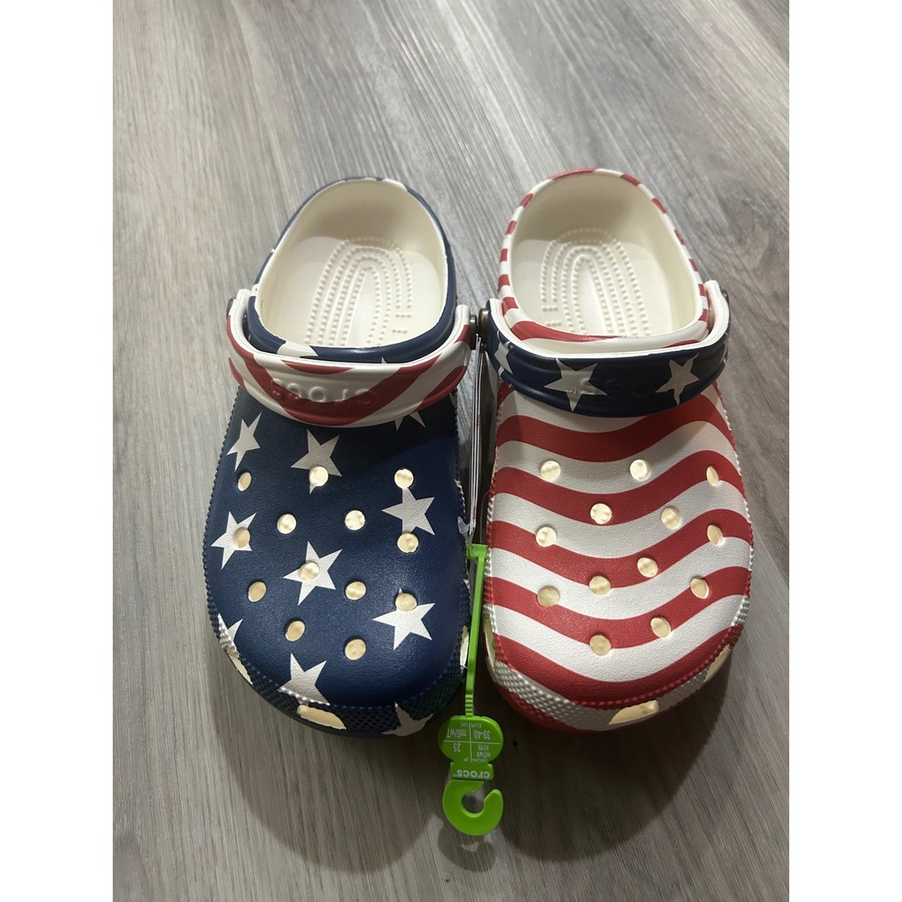 Crocs Unisex Classic Clog American Flag  M7 W9 Red White Blue Stars Stripe